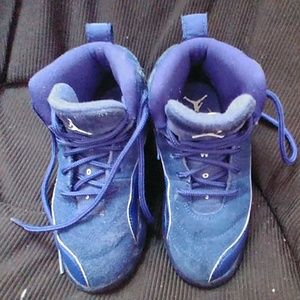 Toddler blue suede Jordan's size 11c